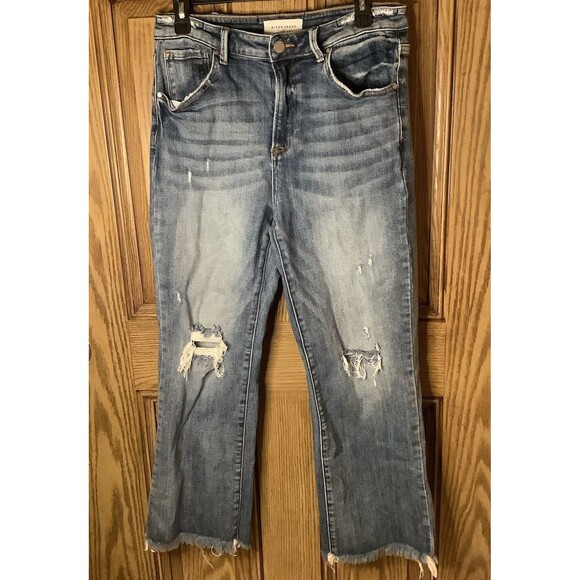Risen jeans straight distressed denim jeans size 11/30 women's 26.5" inseam - Picture 1 of 5